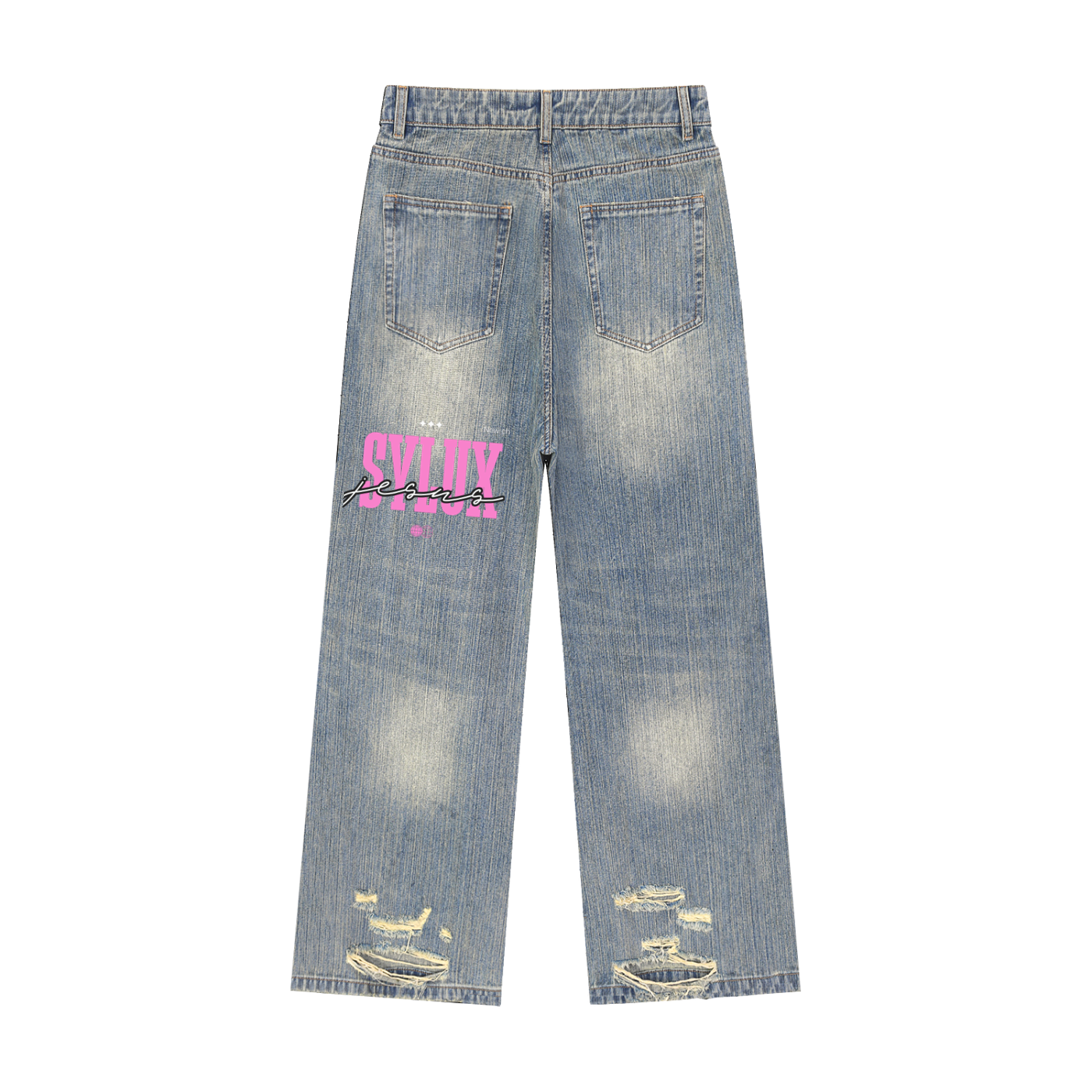 Vintage Wash Distressed Denim Jeans